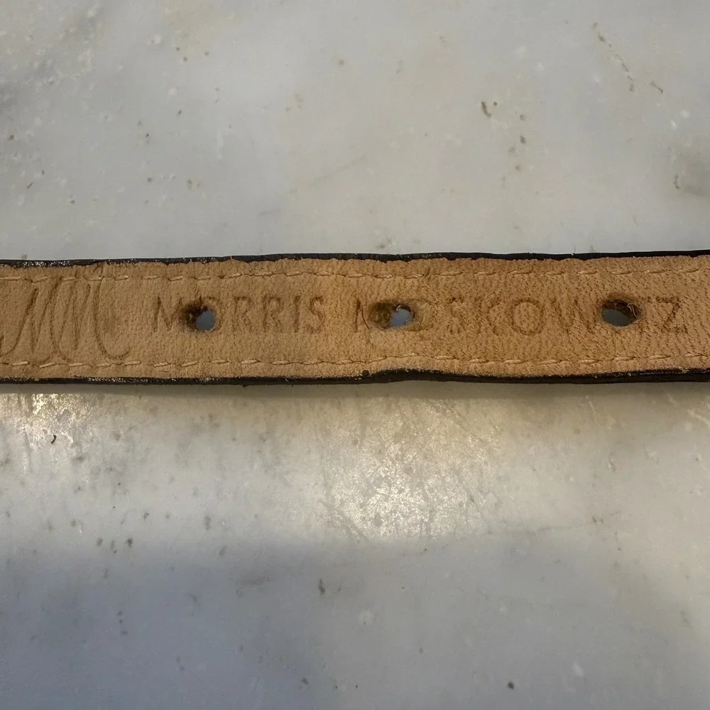 Vintage Morris Moskowitz Leather Belt‎ Small Metallic Inlay 90s Y2K Made Korea
